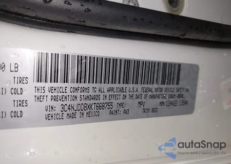 2019 Jeep Compass Trailhawk 4X4 z USA, uszkodzony, nr VIN 3C4NJDDBXKT668755